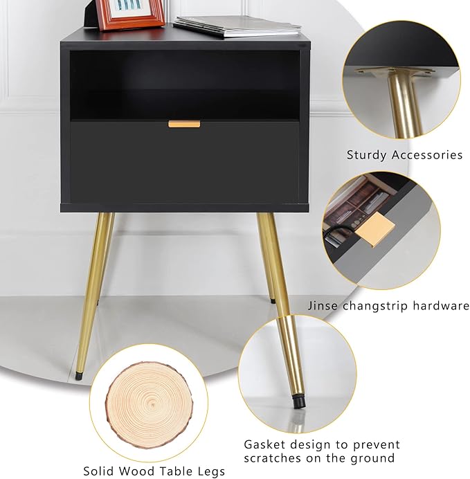 Cloud Space Mid Century Modern Nightstand, Versatile Wood Side End Table - Image 4