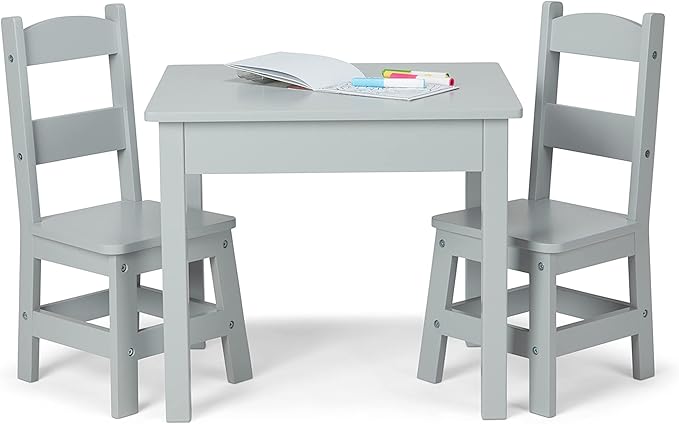 Melissa & Doug Wooden Table & Chairs-Gray Kids Furniture - Image 4
