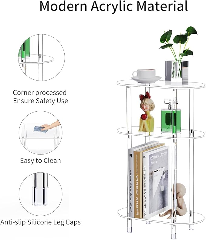 Clear Acrylic Narrow Side Table Set of 2 - Image 4