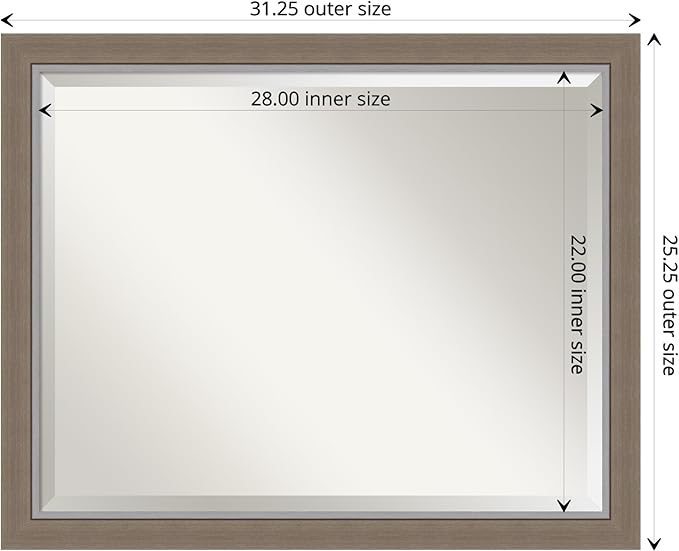 Amanti Art Brown Wall Mirror 25x31 Eva Brown Narrow Rectangle Bathroom Mirror - Image 4