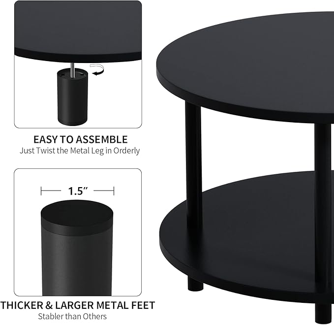 Small Round Coffee Table with Open Storage - Image 6