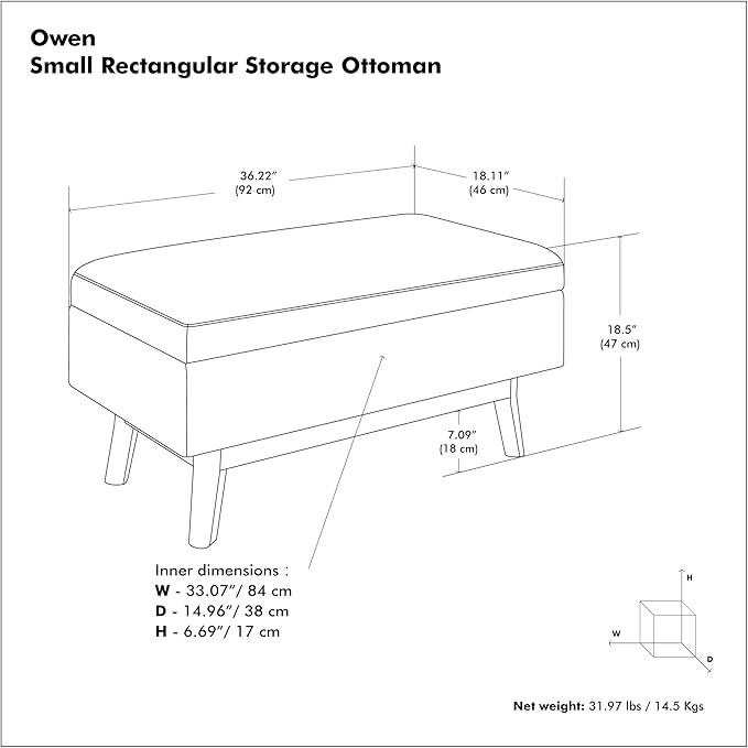 SIMPLIHOME Owen 36 inch Wide Mid Century Modern Rectangle Small Rectangular - Image 3