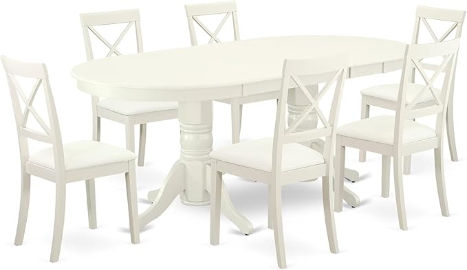 East West Furniture VABO7-LWH-LC 7 Piece Dining Table Set Consist of an Oval by EastWestFurniture