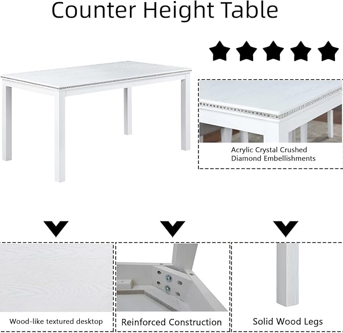 Dining Table Set for 5, 6 Piece Dining Room Table Set - Image 4