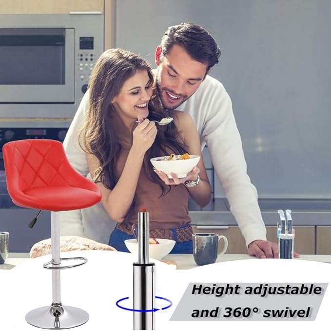 Bar Stools Barstools Swivel Stool Set of 2 Height Adjustable Bar Chairs - Image 4