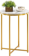 TECHMILLY Round End Table, Faux Marble Sofa Table, Accent Side Table by TECHMILLY