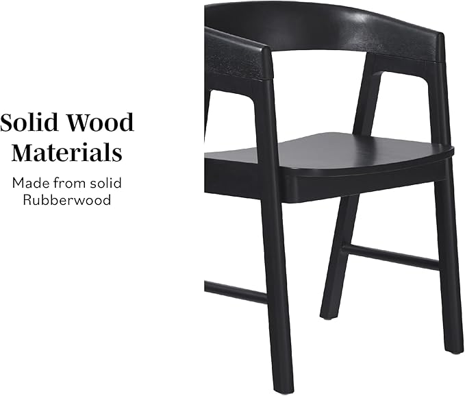 Walker Edison Ezra Modern Solid Wood Rounded Back Dining Chair - Image 5