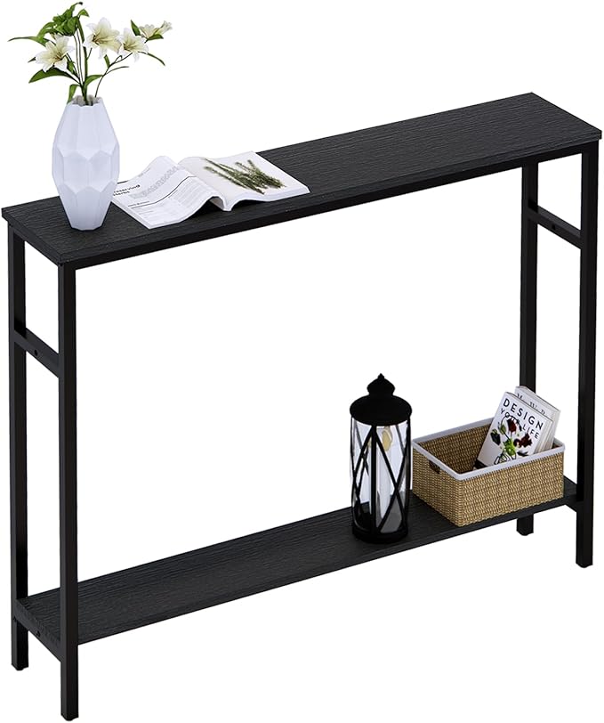 Narrow Console Table, 39.4” Sofa Table by Timberer