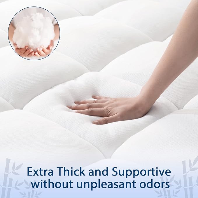 ELEMUSE Twin Cooling Bamboo Viscose Mattress Topper - Image 3