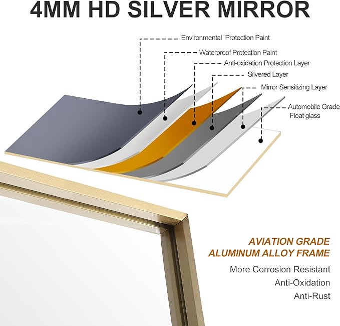 24x30 Inch Gold Bathroom Mirror - Image 5