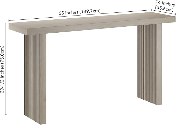 Henn&Hart 55'' Wooden Rectangular Fluted Console Table Entryway Table, Sofa - Image 2