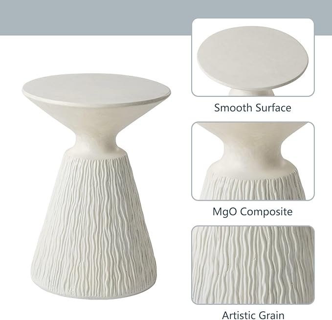 COSIEST Outdoor Side Table, Mushroom Shaped MgO Accent Table, Lightweight Patio - Image 5