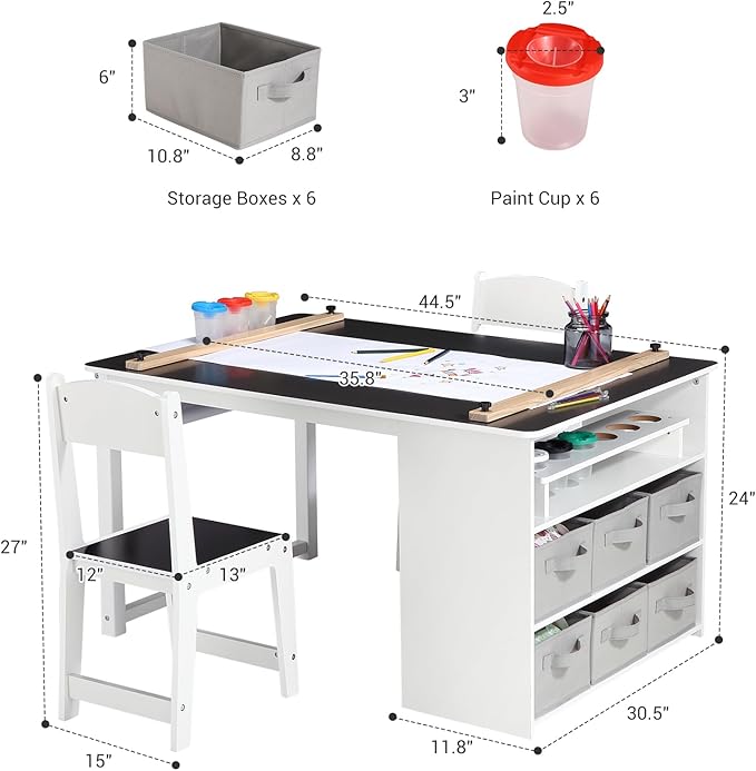 4 In 1 Kids Art Table and Chair Set, Toddler Craft Large Storage Desk - Image 3