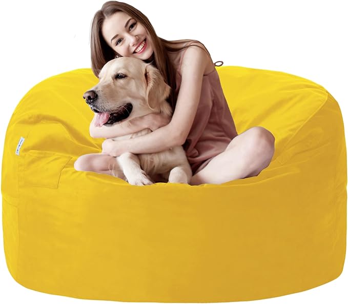 3FT Bean Bag Chair with Ultra Soft Velvet Cover Bean Bag Sofa with Memory Foam by Unknown