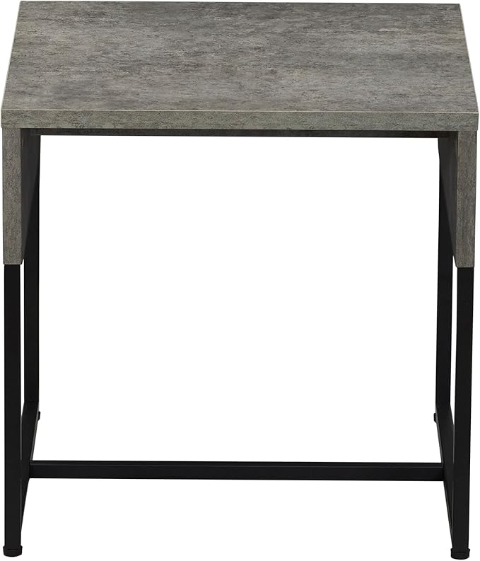 Household Essentials Wrap Square Side End Table Rustic Slate Concrete and Black - Image 4