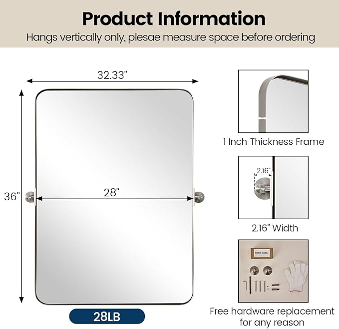 MOON MIRROR Brushed Nickel Pivot Mirror - Image 3