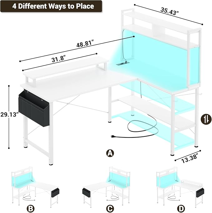 Aheaplus L Shaped Gaming Desk - Image 2