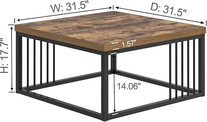 FOLUBAN Modern Coffee Table, Square Center Table - Image 2