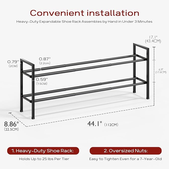 Bumusty 2-Tier Long Expandable Shoe Rack - Image 3