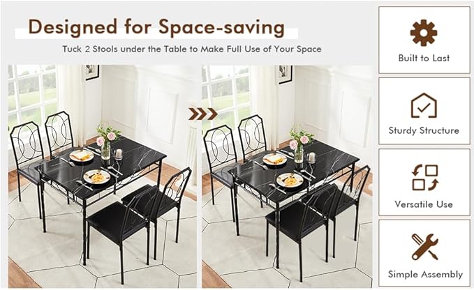 VECELO 5 Piece Dining Table Set - Image 3