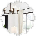 PROHOMEWARE White Round Mirror 24 Inch Wavy Bathroom Vanity Mirror White Frame by PROHOMEWARE