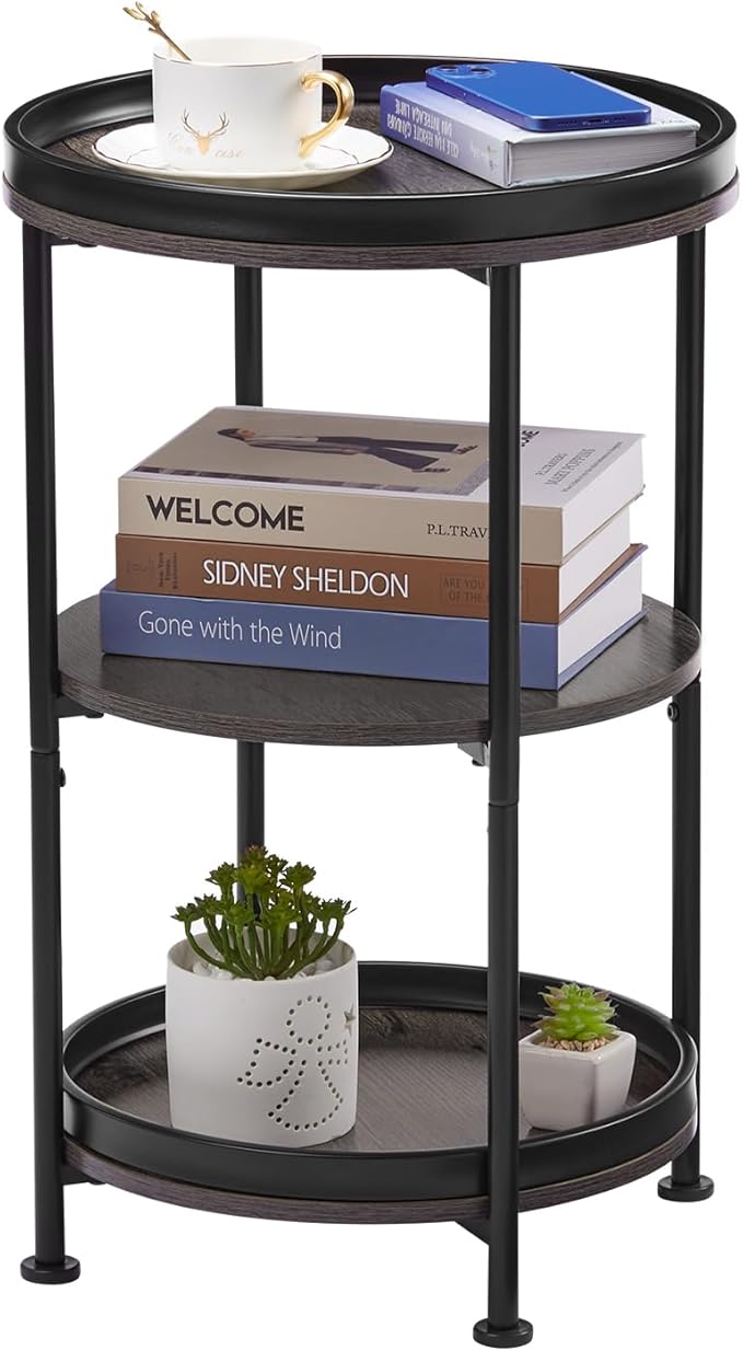 Dulcii Side Table, Round End Table by Zexvida