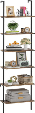 Bookcase Rustic Brown 6 Tiers Modern Bookshelf Room Organizer Open Tall Wall by Wolawu