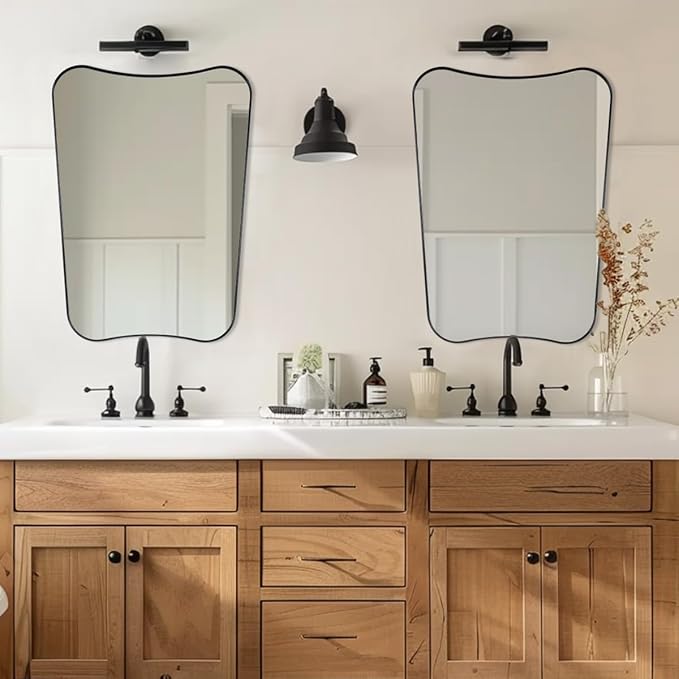 Black Bathroom Mirror, 22x30 Irregular Shaped Mirror - Image 8