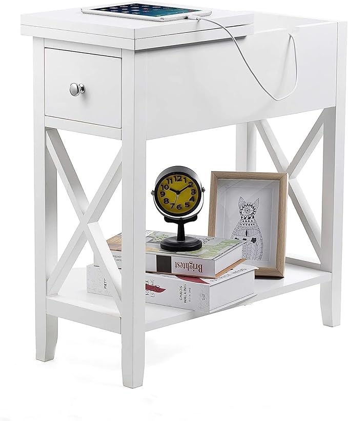 ChooChoo End Table, MDF Material Flip Top Narrow End Table by ChooChoo