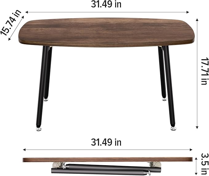 WOHOMO Folding Coffee Table Rustic Small Coffee Tables - Image 2
