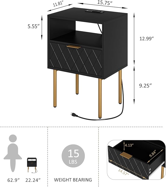 Nightstand, Small Bedside Table - Image 2