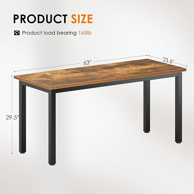DlandHome 63 inch Computer Desk Home Office Table Writing Desk Study Table - Image 3