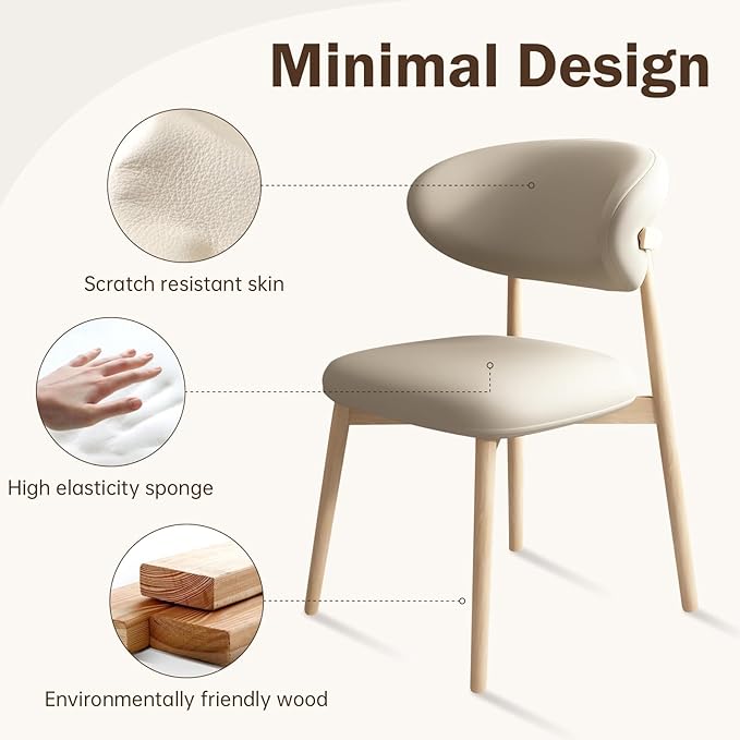 Upholstered Dining Chairs Set of 2, Mid Century Modern Kitchen Chairs - Image 3