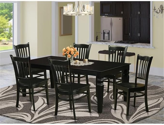 East West Furniture LGGR7-BLK-W 7 Piece Dining Room Table Set Consist of a - Image 2