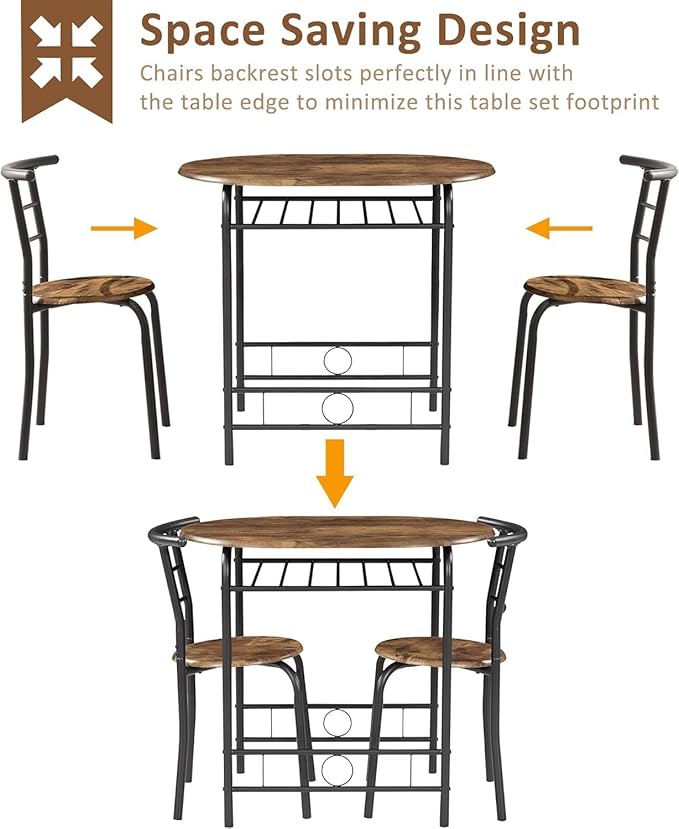 VECELO 3-Piece Dining Table Set - Image 4