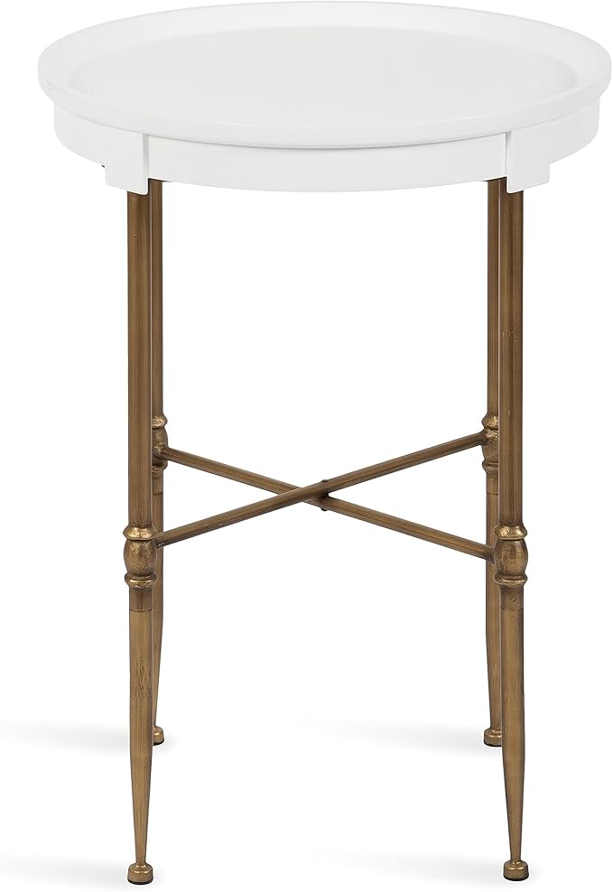 Kate and Laurel Valdi Modern Round Side Table; 19 x 26; White and Antique Gold; - Image 8