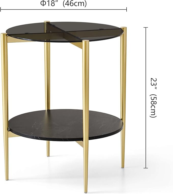 Round Glass End Table, Mid-Century Modern Design Sofa Table - Image 2