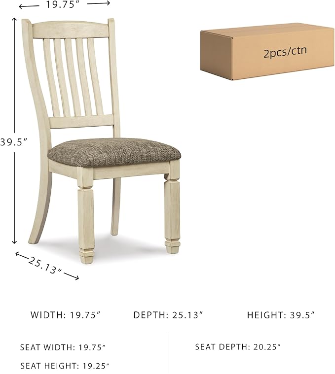 Signature Design by Ashley Bolanburg 20" Upholstered Dining Room Chair - Image 3