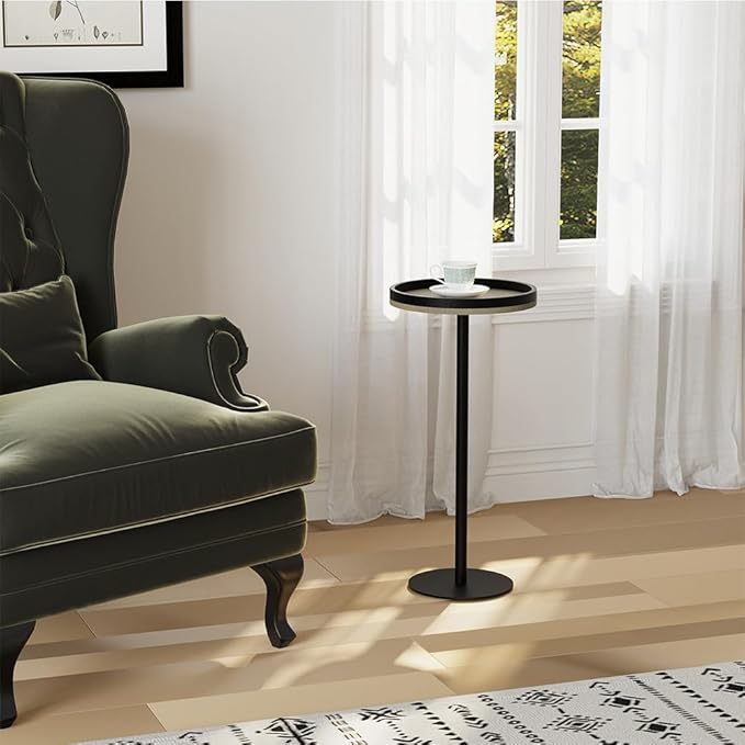 Round Drink Table, Small Pedestal Table, Small Round Side Table - Image 5