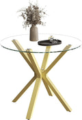 Tempered Glass Dining Table for 2-4, 36 Inch Round Kitchen Table by Goldfan