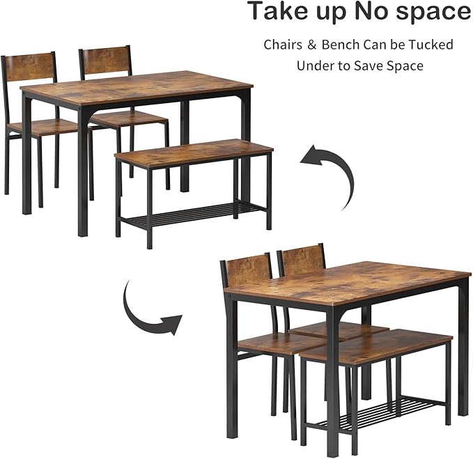 SogesHome 4-Piece Kitchen Table and 2 Chairs - Image 5