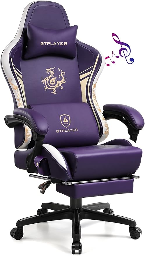 GTPLAYER Gaming Chair with Bluetooth Speakers and Footrest, Dragon Series Video by GtracingDirect