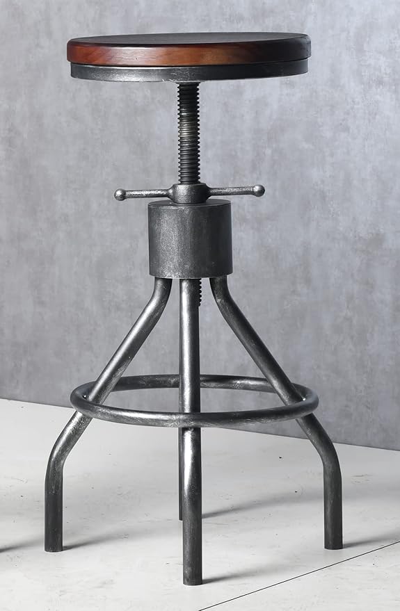 Diwhy Industrial Vintage Kitchen Counter Height Adjustable bar Stool, Farmhouse - Image 7