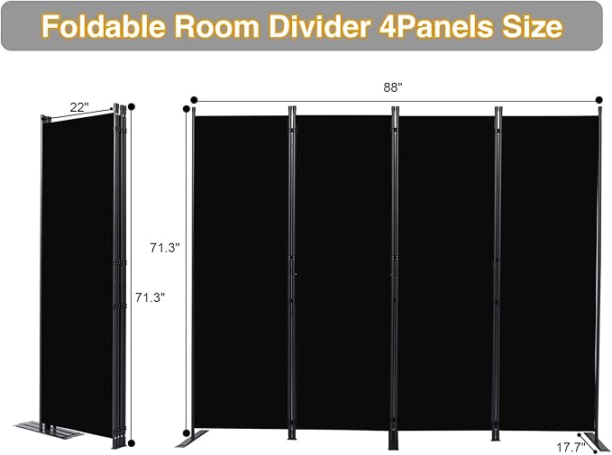 Room Divider, 4 Panel Folding Privacy Screens - Image 2