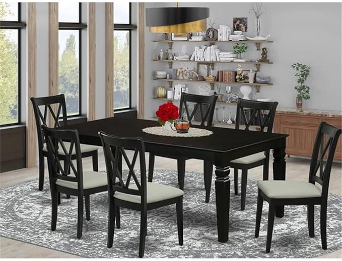 East West Furniture LGCL7-BLK-C 7 Piece Kitchen Table & Chairs Set Consist of a - Image 2