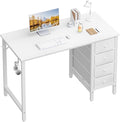 Lufeiya Small White Desk with Drawers by LUFEIYA