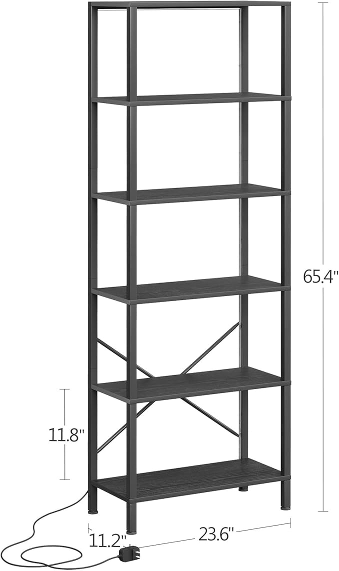 6-Tier Bookshelf, Tall Bookcase - Image 3