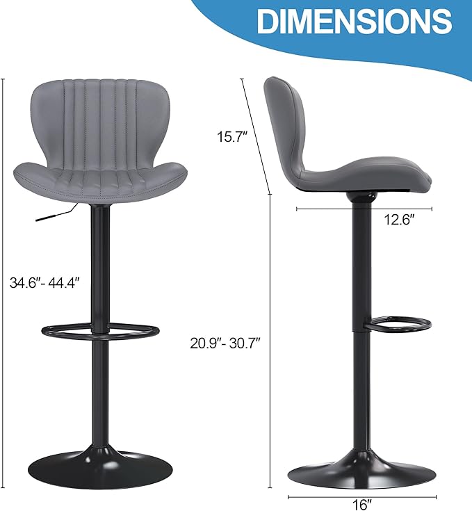 Shintenchi Bar Stools Set of 4 Modern Swivel Bar Chairs, Counter Height Faux - Image 4