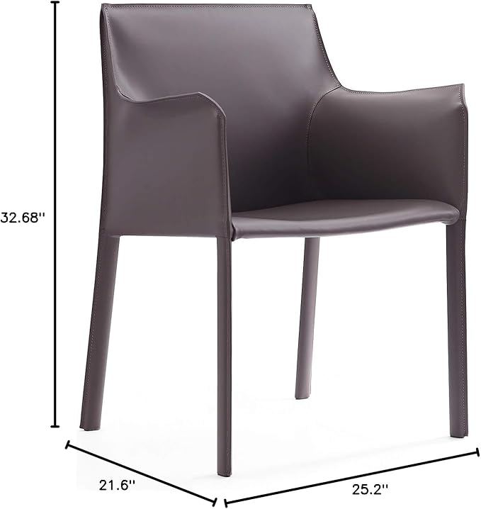 Manhattan Comfort Paris Modern Saddle Leather Dining Chairs, Metal Frame - Image 8
