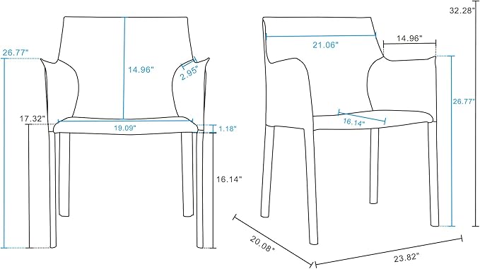 Manhattan Comfort Paris Modern Saddle Leather Dining Chairs, Metal Frame - Image 3